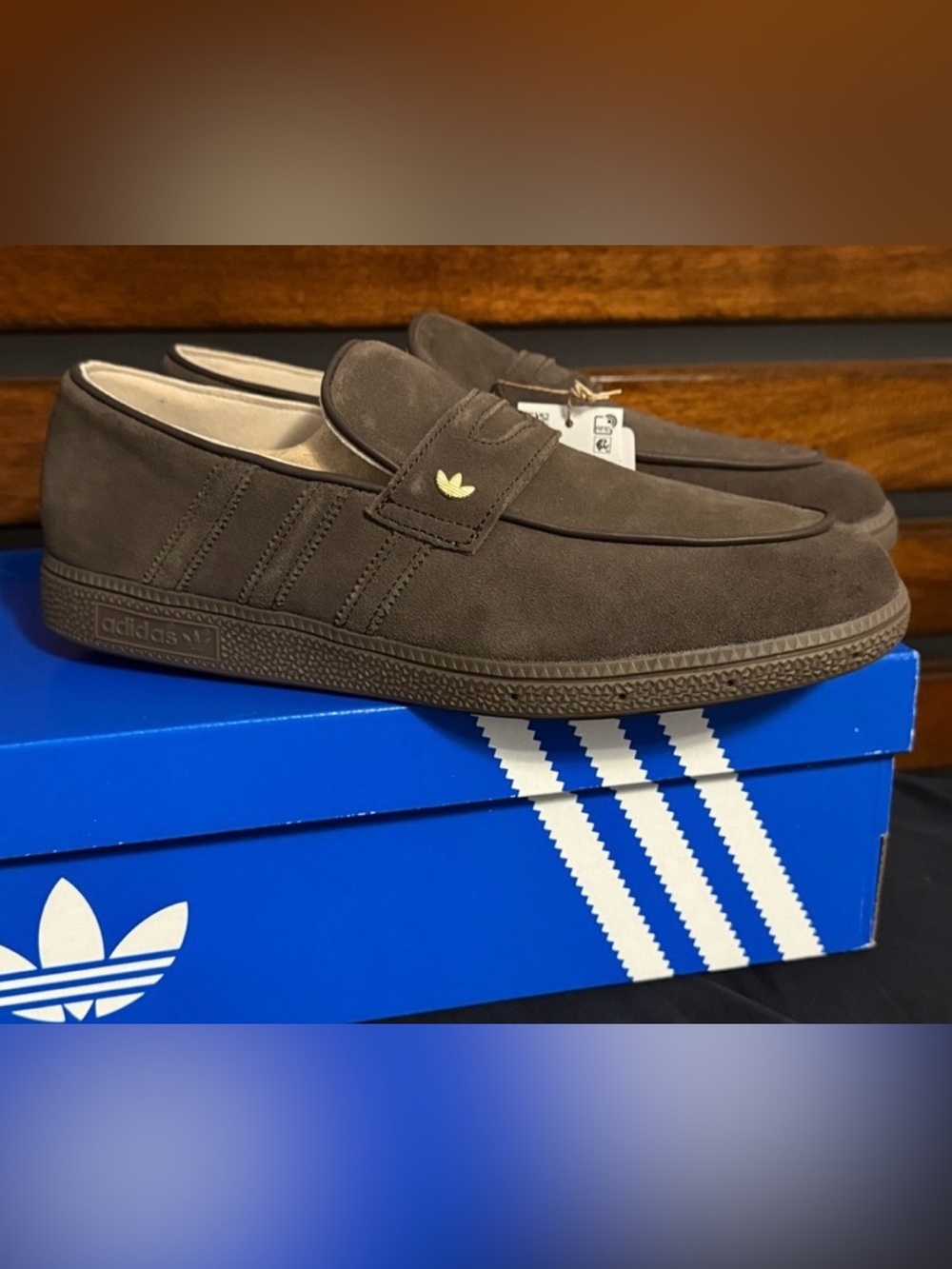 adidas Men’s Dark Brown Suede Slip-On Loafers